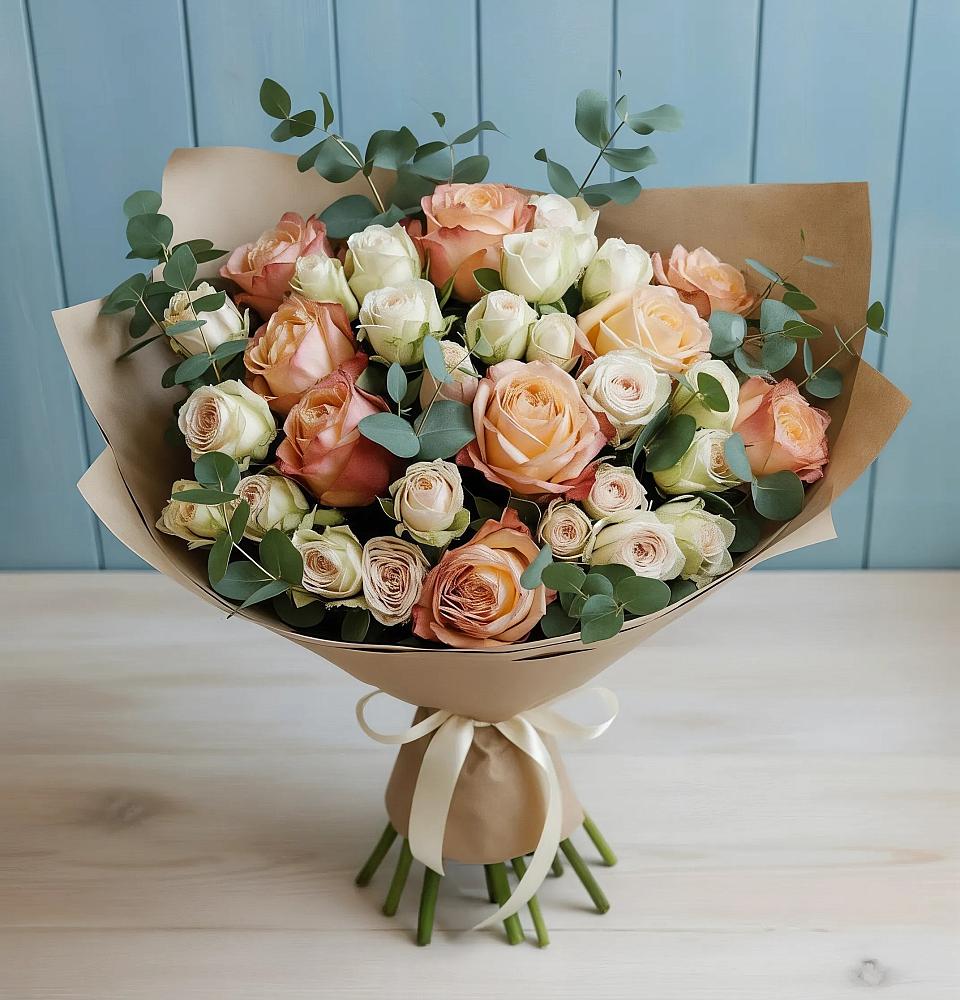 Букет цветов из: Альстромерии и Розы в Колычево