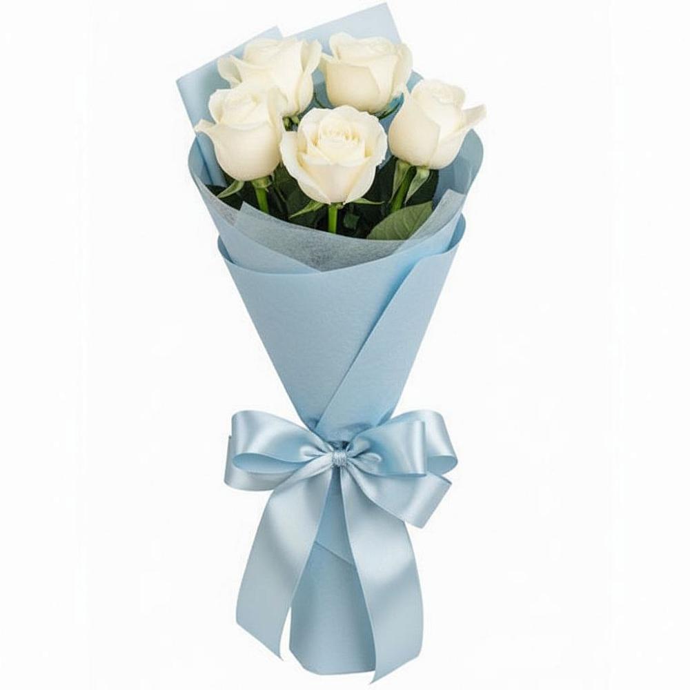 Букет 5 Белых роз Проуд в Колычево