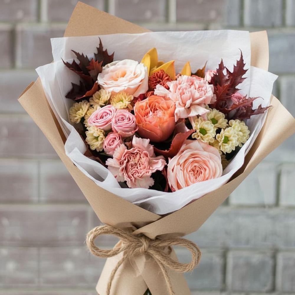 Букет цветов из: Гвоздики, Хризантемы и Розы в Колычево