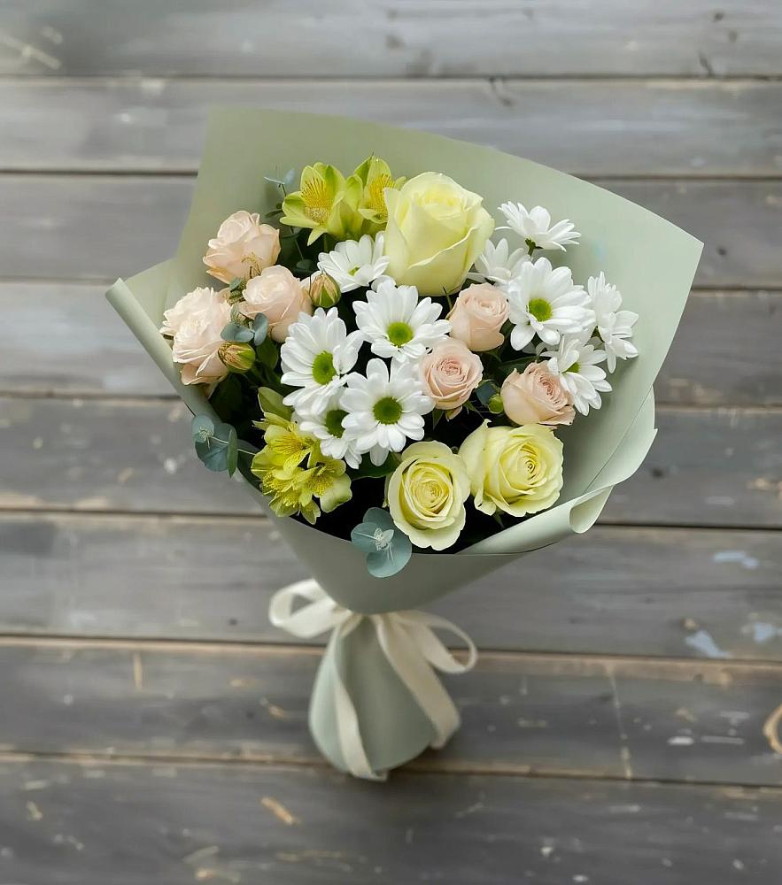 Букет цветов из: Альстромерии, Розы и Хризантемы в Колычево