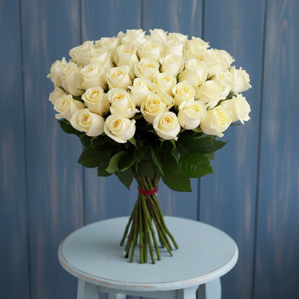 Букет 51 Белая роза Эдлесс Лав в Колычево