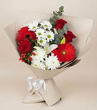 Букет цветов из:  Розы, Хризантемы, Герберы и Лилии в Колычево