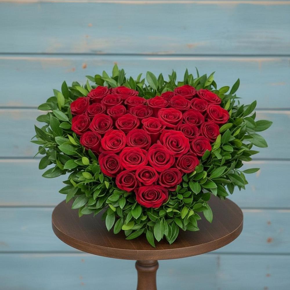 Цветочная композиция из Розы в виде сердца в Колычево