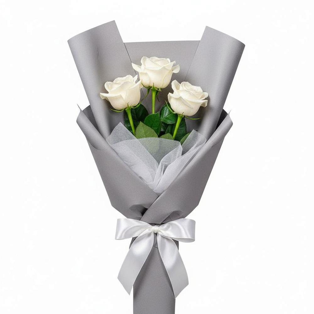 Букет 3 белые розы в Колычево