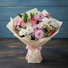 Букет цветов из:  Хризантемы, Альстромерии и Розы #REPLACE_PRED# Колычево