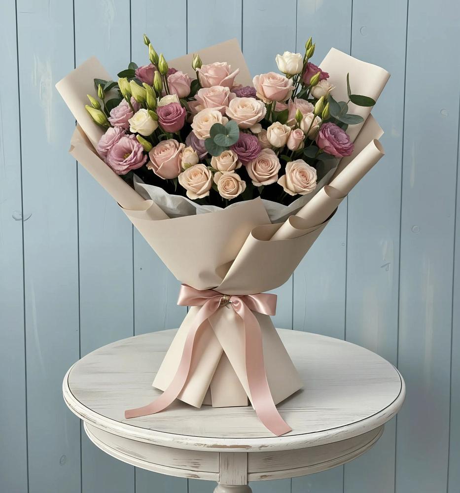 Букет цветов из: Розы и Лизиантусы в Колычево