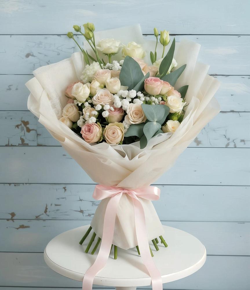 Букет цветов из: Розы и Лизиантусы в Колычево