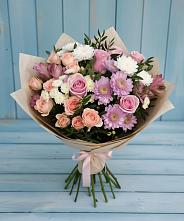 Букет цветов из:  Хризантемы, Розы и Альстромерии в Колычево