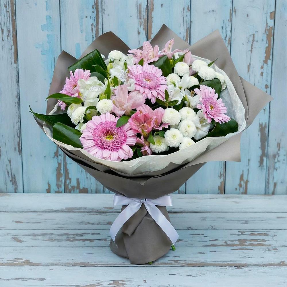 Букет цветов из: Герберы, Альстромерии и Хризантемы в Колычево