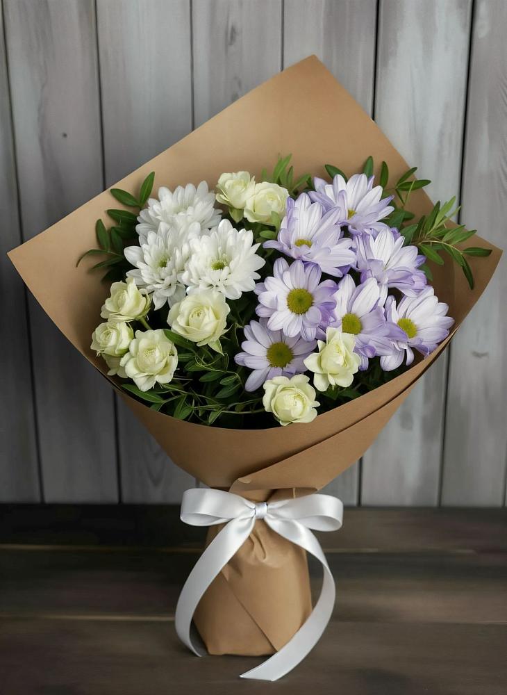Букет цветов из: Хризантемы и Розы в Колычево