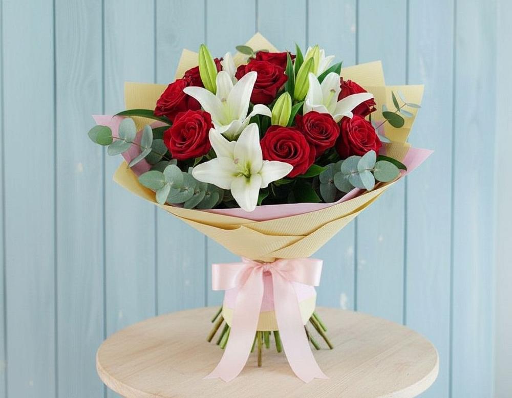 Букет цветов из: Лилии и Розы в Колычево